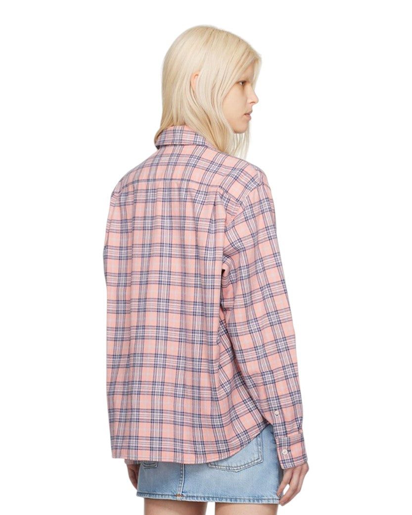 Acne Studios Flannel Check Button-Up Shirt Pink
