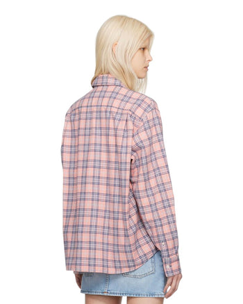Acne Studios Flannel Check Button-Up Shirt Pink