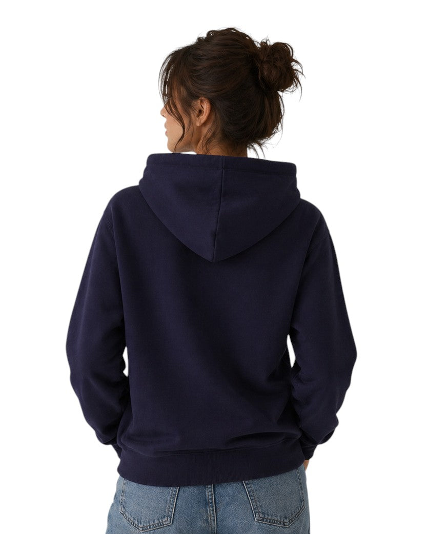 AMI Paris Ami De Coeur White Heart Zipped Hoodie Navy Blue