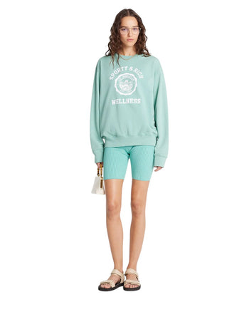 Sporty & Rich Emblem Crewneck Aquamarine/White