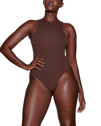 Skims Fits Everybody High Neck Bodysuit Cocoa
