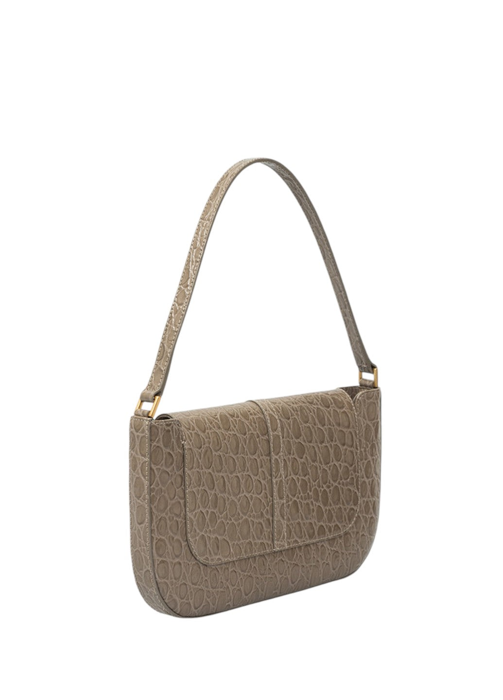 By Far Miranda Croco Embossed Leather Grey