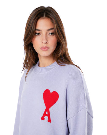 AMI Paris Ami De Coeur Oversize Sweater Lilac