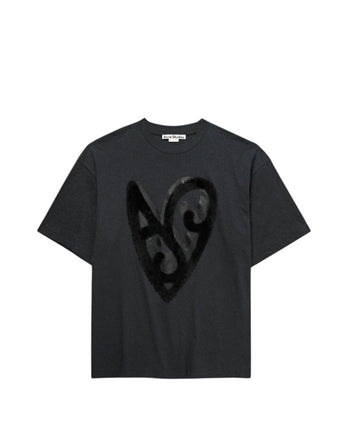 Acne Studios Heart Printed T-Shirt Black