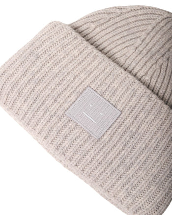 Acne Studios Rib knit beanie hat light grey