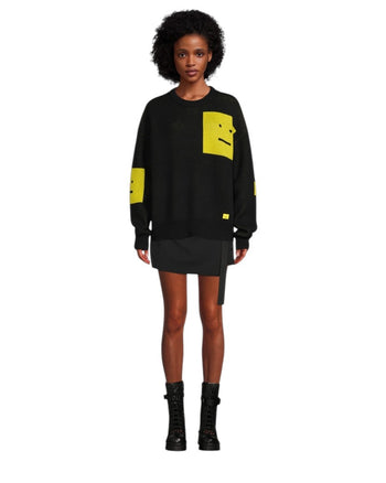 Acne Studios Animation Pop Face Crewneck Sweater Black Yellow
