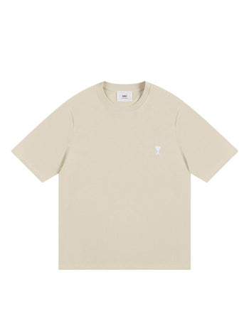 AMI Paris Ami De Coeur White Heart T-Shirt Beige