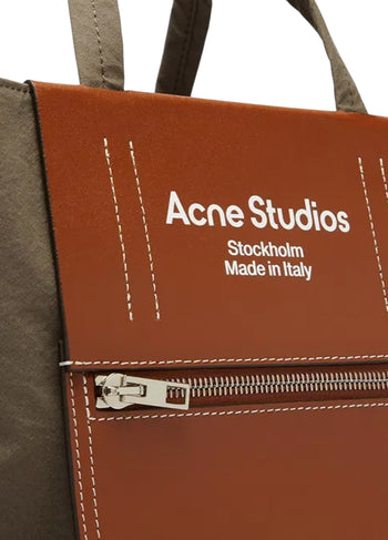 Acne Studios Baker Out medium canvas and printed leather tote Brown