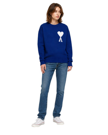 AMI Paris Ami De Coeur Oversize Sweater Blue
