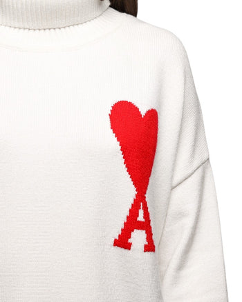 AMI Paris Ami de Coeur Jumper White