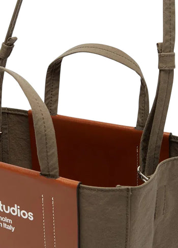 Acne Studios Baker Out medium canvas and printed leather tote Brown