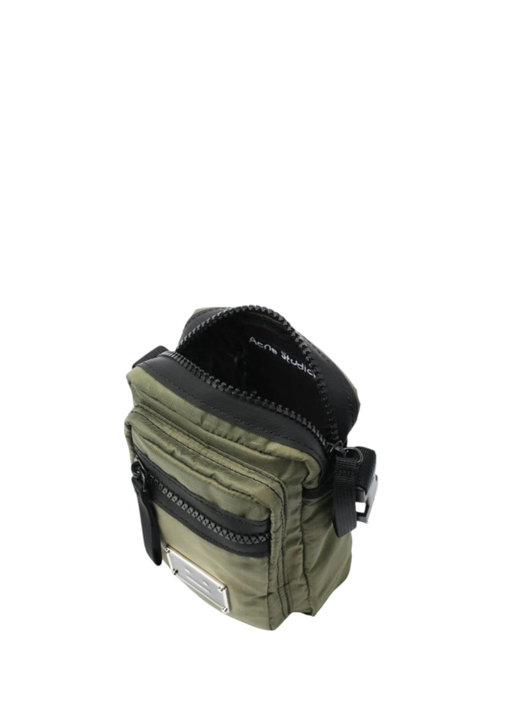 Acne Studios Arvel Face-patch ripstop cross-body bag Olive — SSTORIES