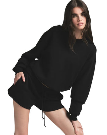Skims Cotton Fleece Classic Sweatshirt Black