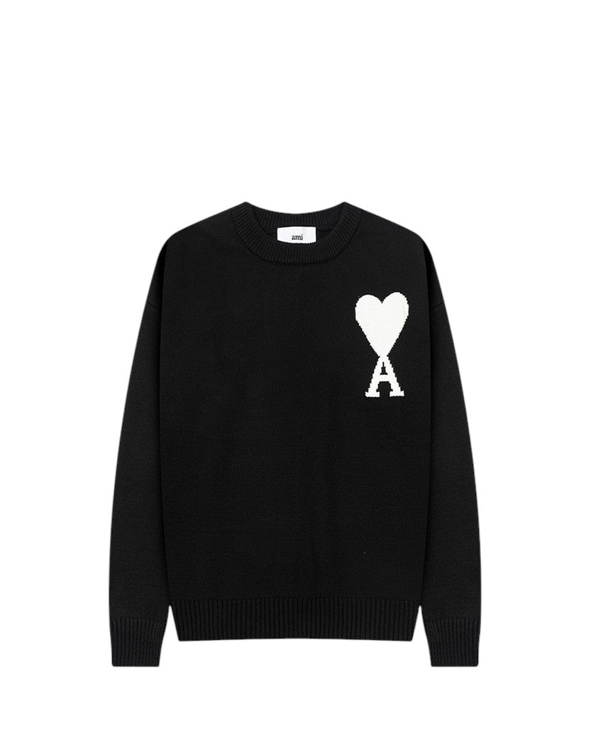 AMI Paris Ami De Coeur Oversize Sweater Black White Heart — SSTORIES