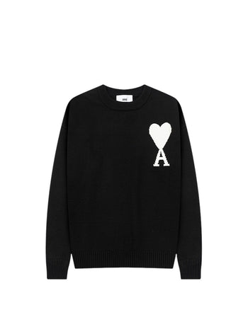 AMI Paris Ami De Coeur Oversize Sweater Black White Heart