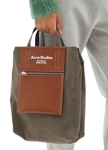 Acne Studios Baker Out medium canvas and printed leather tote Brown