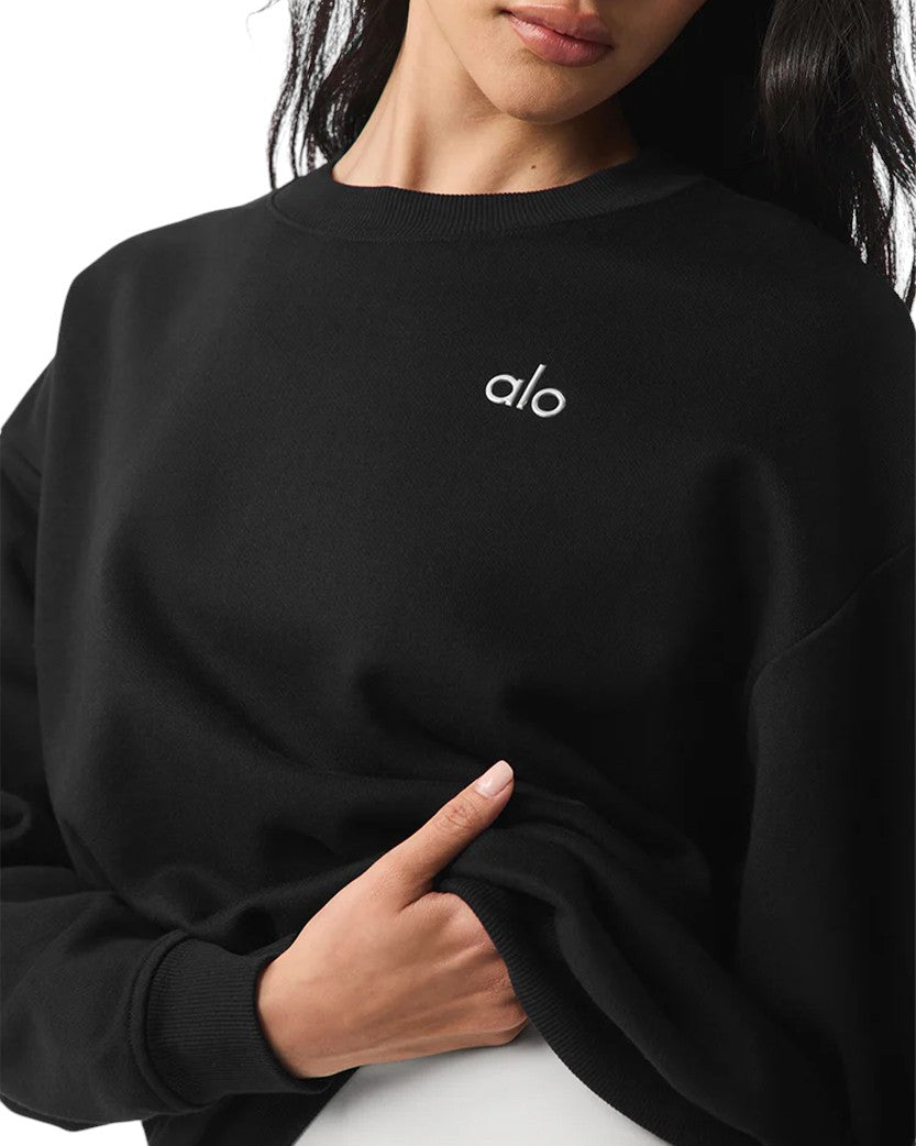 Світшот Alo Yoga Accolade Crew Neck Pullover Silver Logo Black