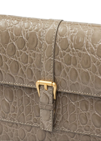 By Far Miranda Croco Embossed Leather Grey