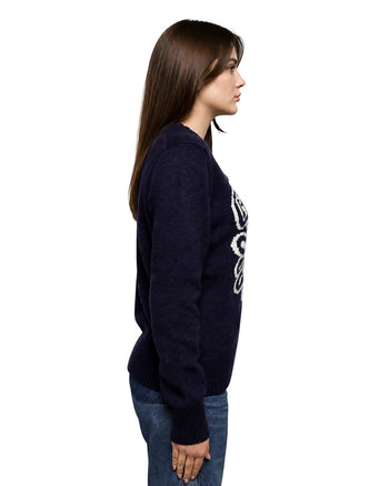 GANNI Graphic Flower O-neck Pullover Sky Captain