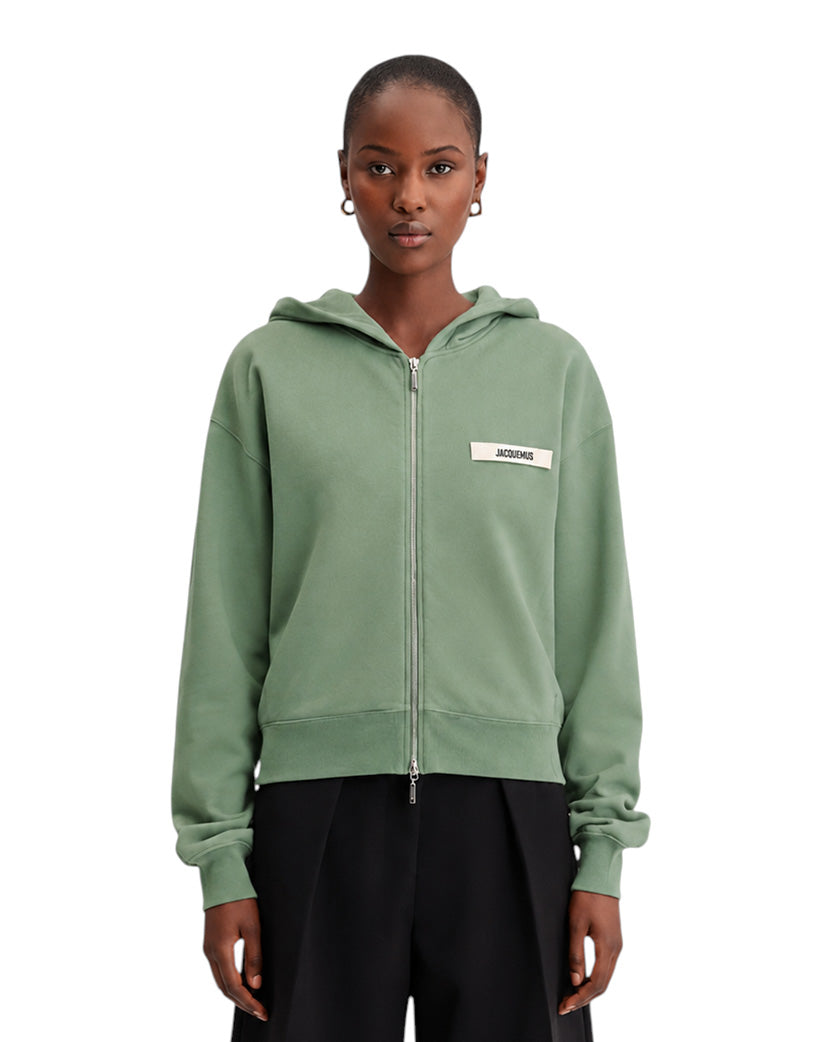 Jacquemus Gros Grain Zipped Hoodie Light Green