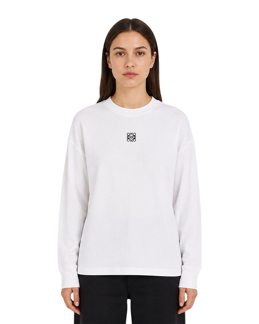 Loewe Oversized Fit Long Sleeve T-shirt in Cotton White