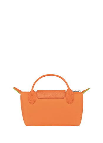 Longchamp Le Pliage Green Pouch With Handle Orange