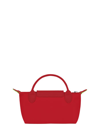 Longchamp Le Pliage Green Pouch With Handle Tomato