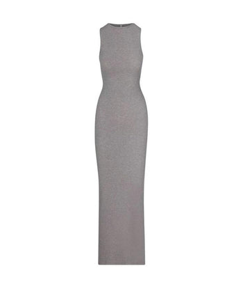 Skims Smooth Layers Long Boat Neck Dress Heather Grey