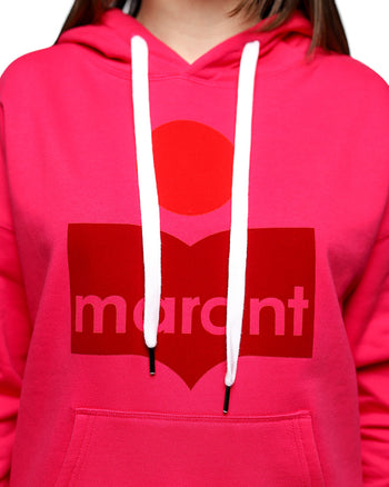 Isabel Marant Étoile Mansel flocked-logo hoodie Neon Pink