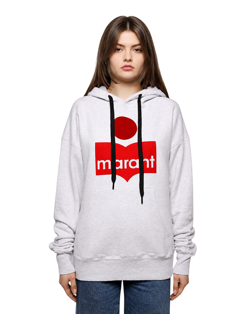 Isabel Marant Étoile Mansel flocked-logo hoodie Ecru/Red