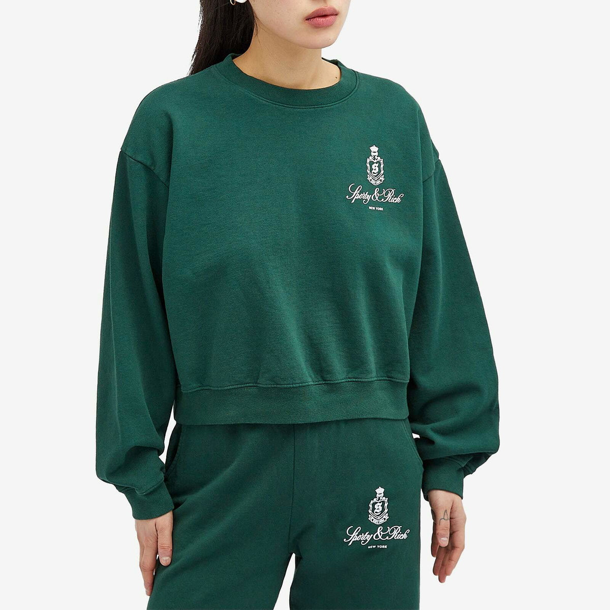 Sporty & Rich Vendome Cropped Crewneck Green