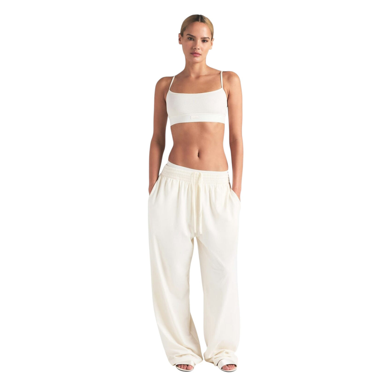 Skims Cotton Rib Scoop Bralette Marble