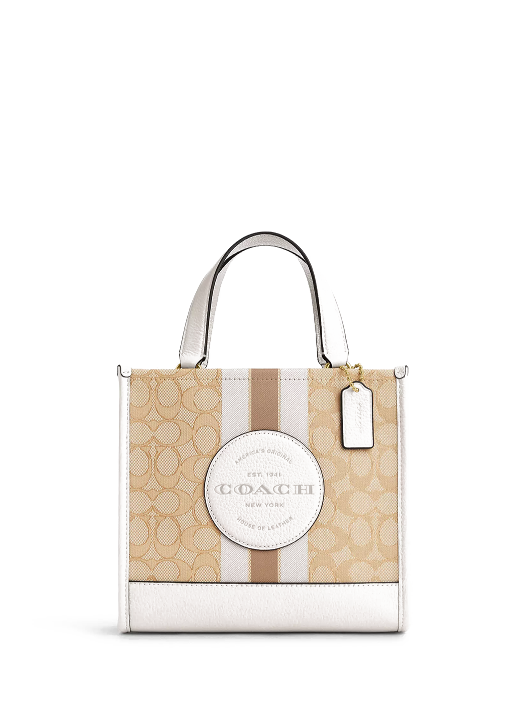 Coach Dempsey Tote 22 In Signature Jacquard Light Khaki Chalk