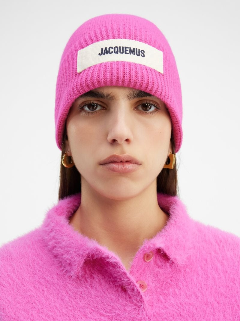 Jacquemus Le Bonnet Grosgrain Logo Beanie Pink