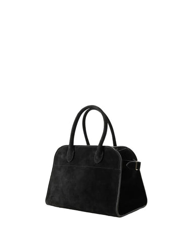 The Row Soft Margaux 10 Bag in Suede Black