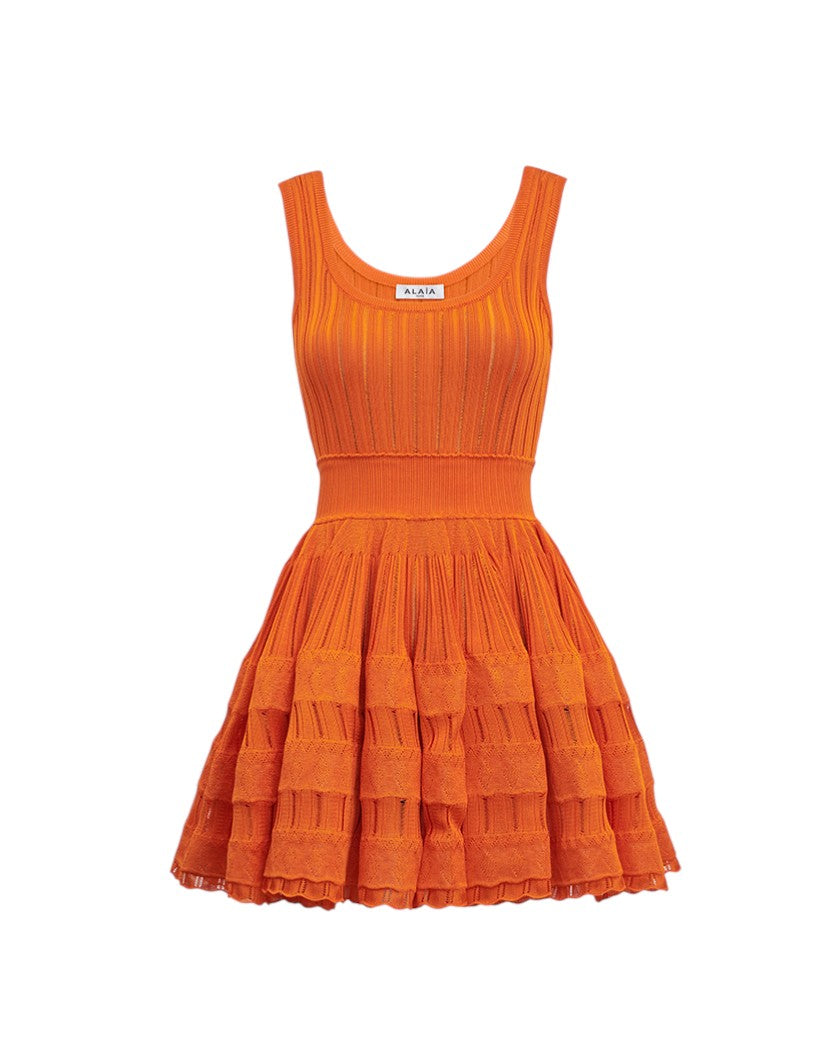 ALAIA Shiny Crinoline Dress Orange