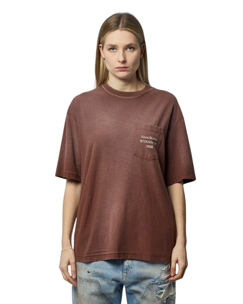 Acne Studios Exford Logo Pocket T-Shirt Chocolate Brown
