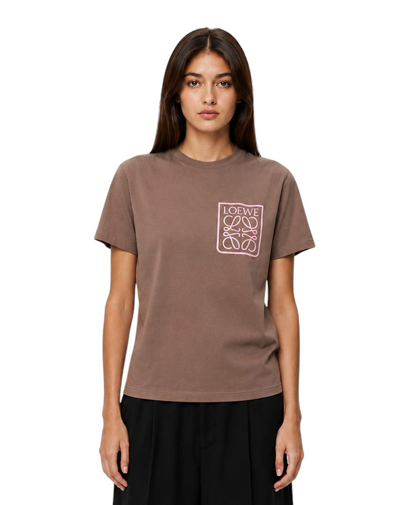 Loewe Anagram Fake Pocket T-shirt Warm Grey