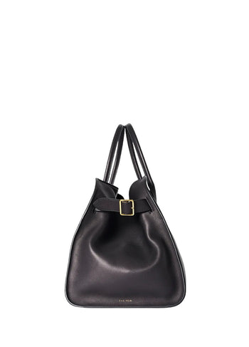 The Row Soft Margaux 15 Bag in Leather Black