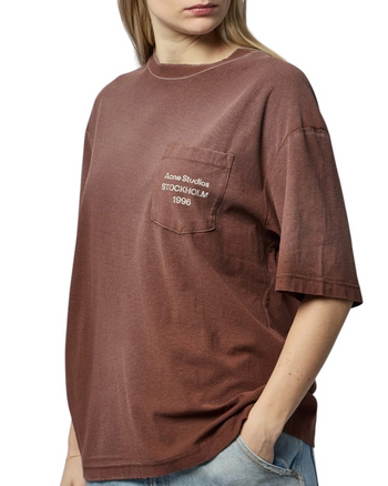 Acne Studios Exford Logo Pocket T-Shirt Chocolate Brown