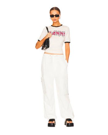 GANNI Fitted T-Shirt Egret