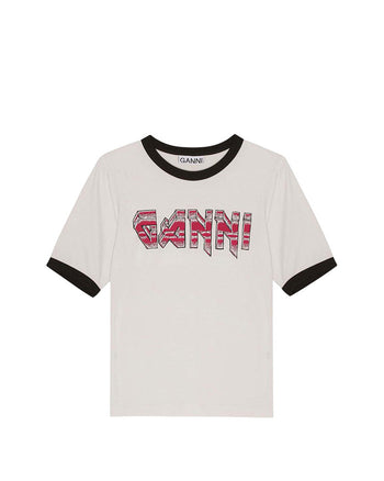 GANNI Fitted T-Shirt Egret