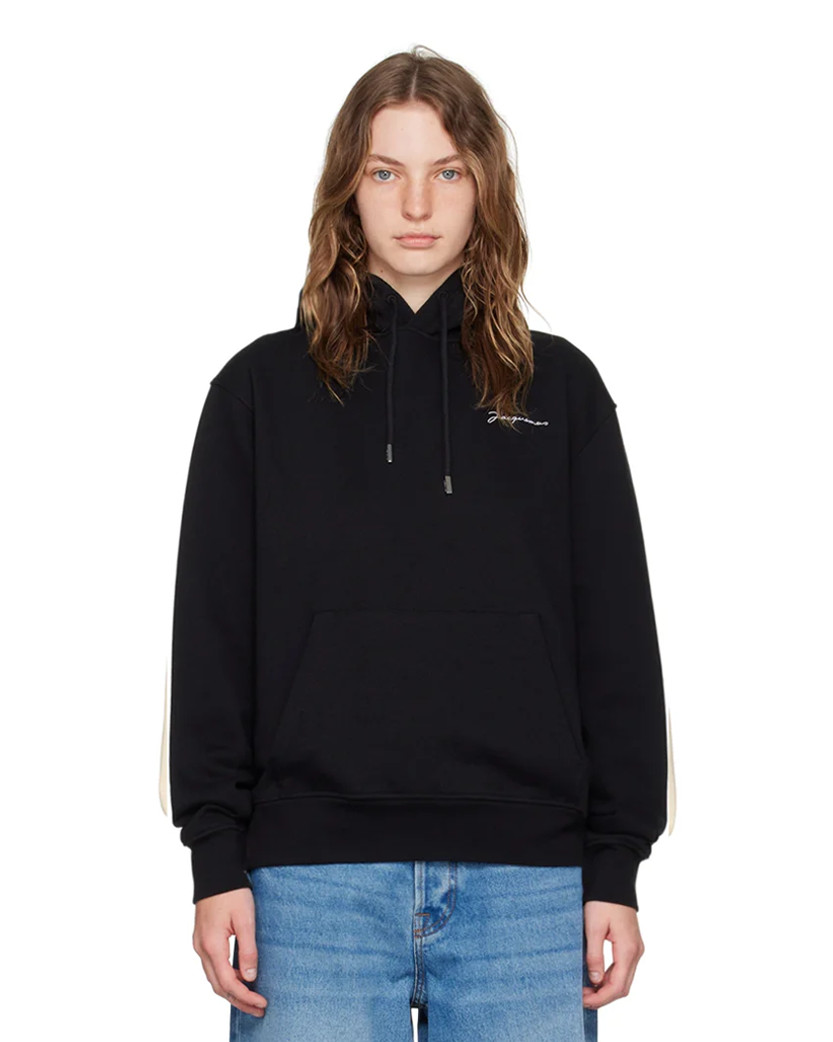 Jacquemus Embroidered Logo Hoodie Black