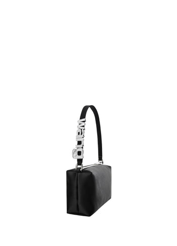 Alexander Wang Heiress Satin Pouch With Crystal Logo Black