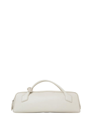ALAIA Le Teckel Clutch In Shiny Goatskin White