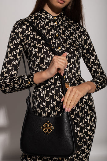 Tory Burch Miller Leather Hobo Bag Black