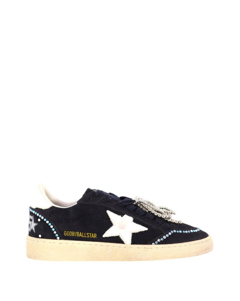 Golden Goose Ball Star in Dark Blue Suede with White Star