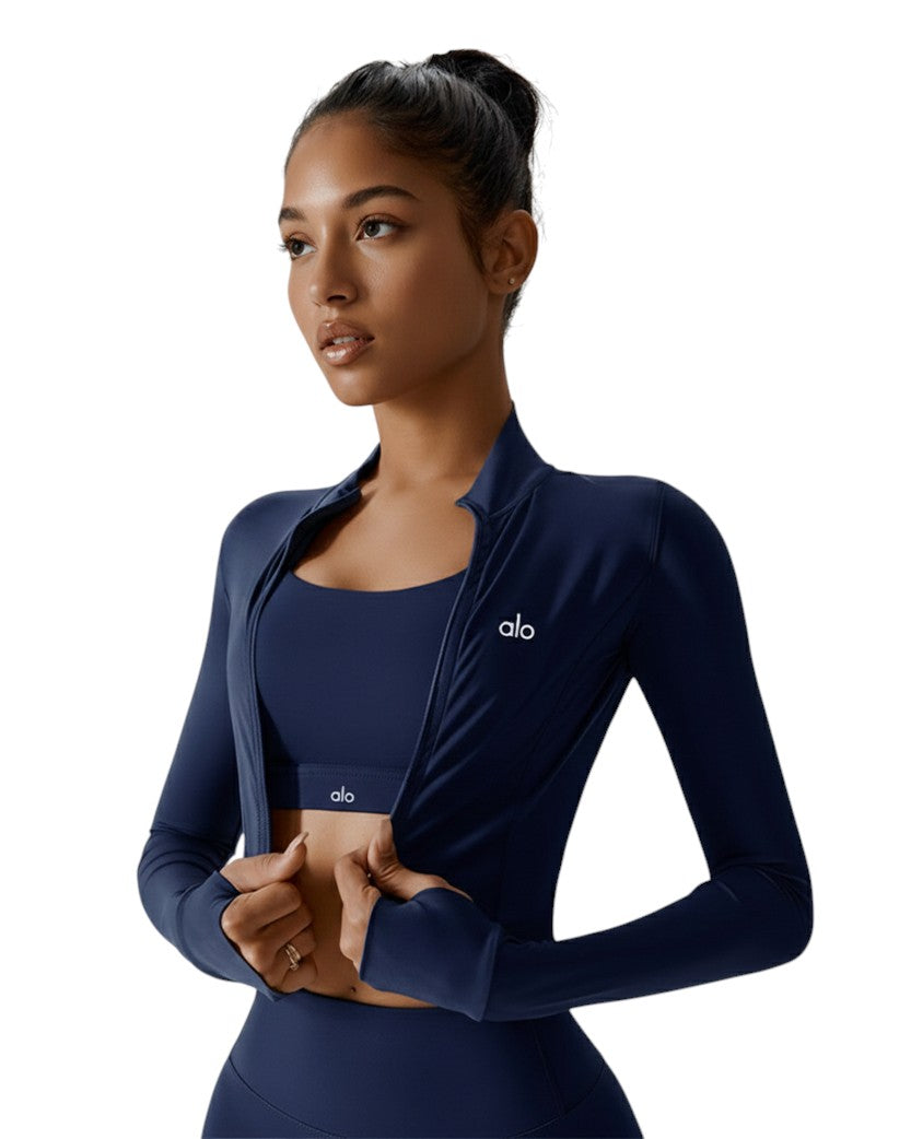 Alo Yoga Sleek Zip Jacket Dark Blue