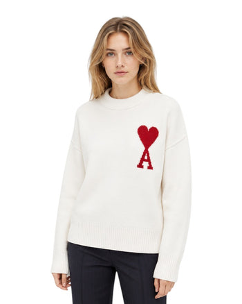 AMI Paris Ami De Coeur Oversize Sweater White