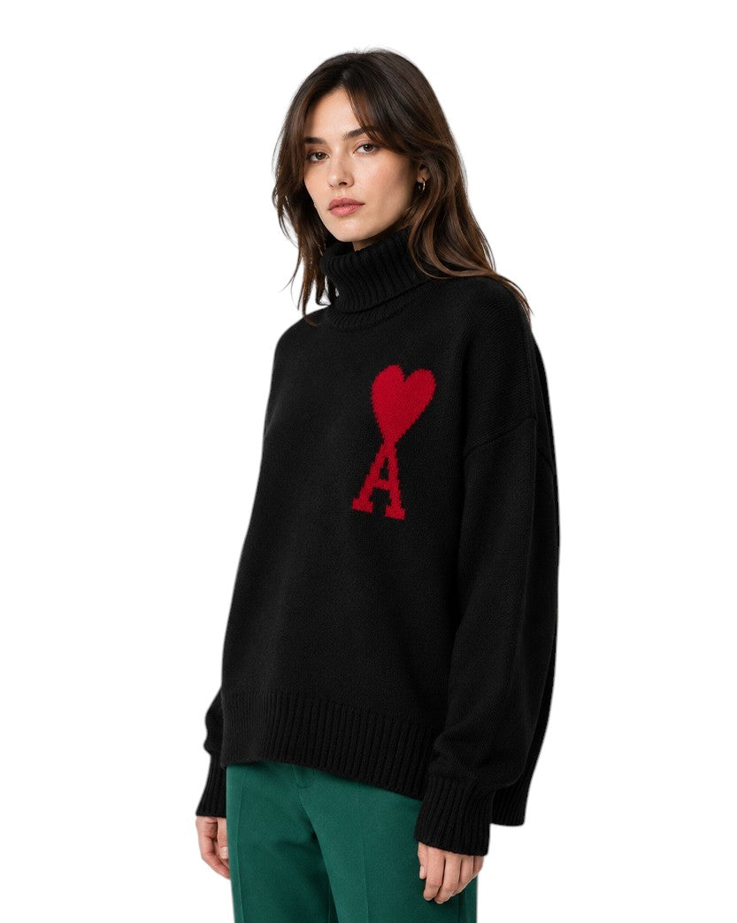 AMI Paris Ami de Coeur Jumper Black